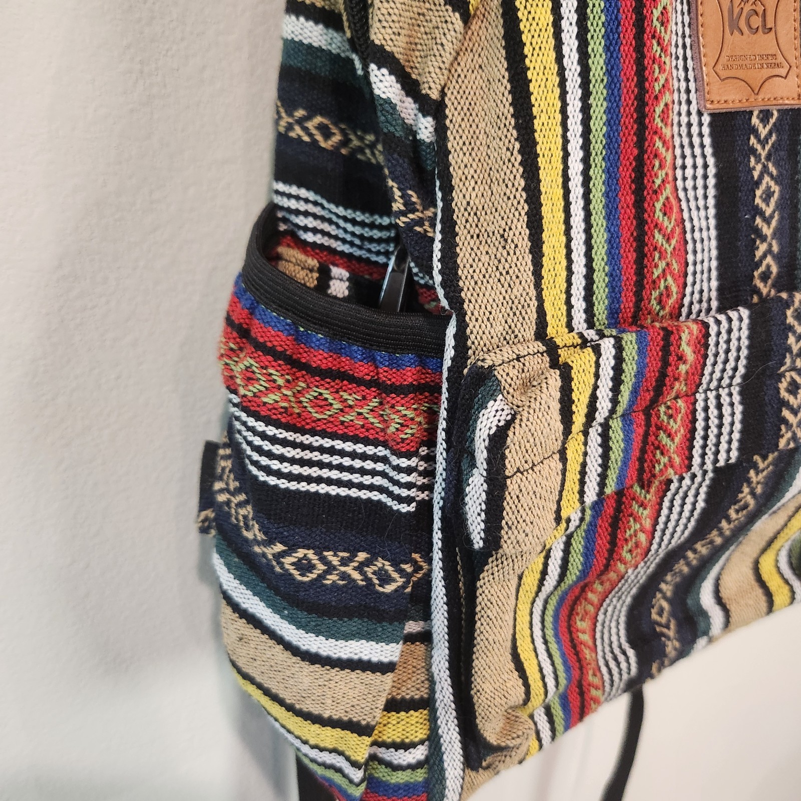 KCL Handmade Nepal Cotton Backpack Boho Hippie Festival Travel Daypack Striped