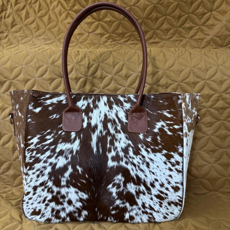 Hair On Cowhide Tote Bag Genuine Leather Shoulder Handbag Western Shopper Purse