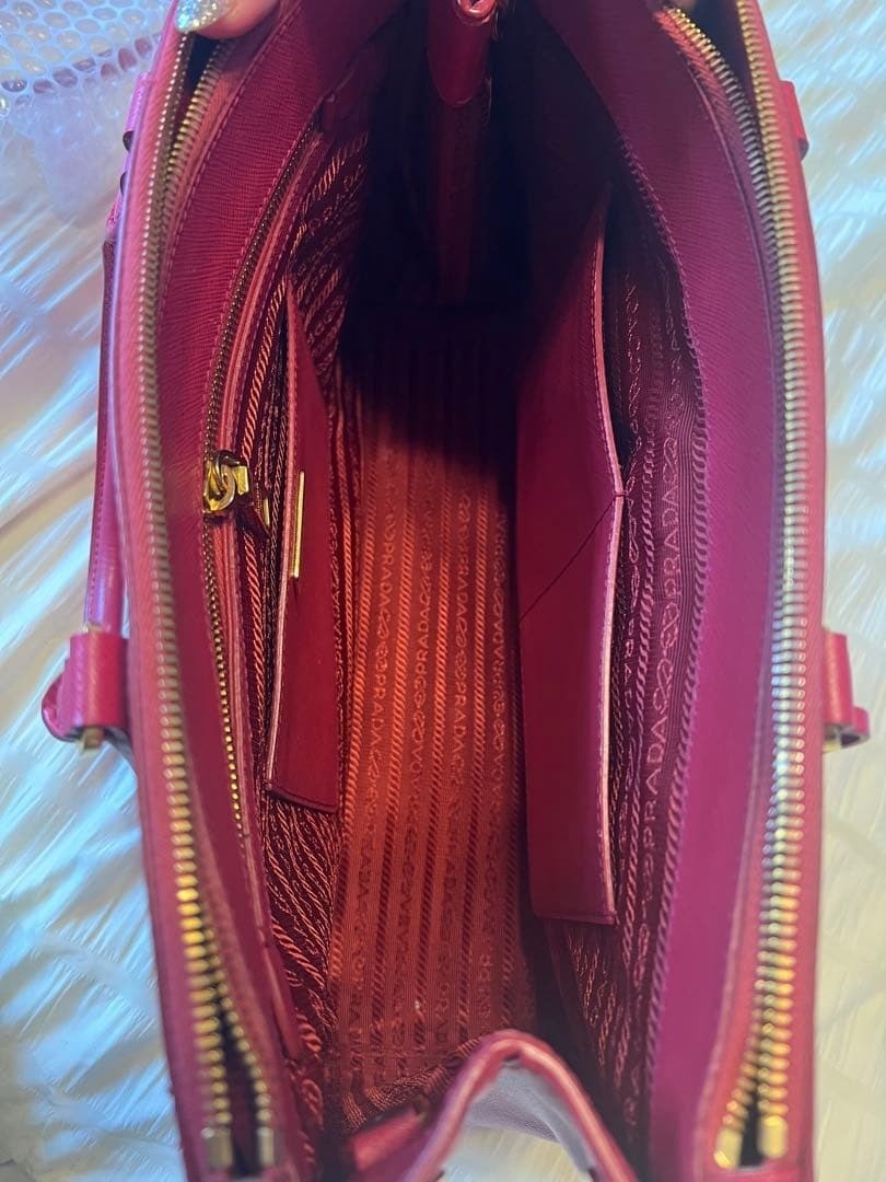 PRADA Saffiano Lux Galleria 2Way Tote Peonia Pink Leather Gold HW Handbag Strap