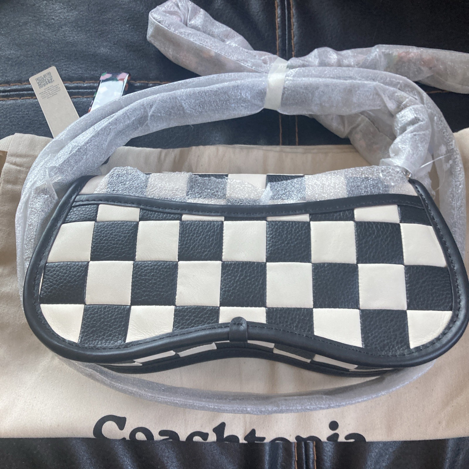 Coachtopia Wavy Dinky Bag In Checkerboard Upcrafted Leather Checker