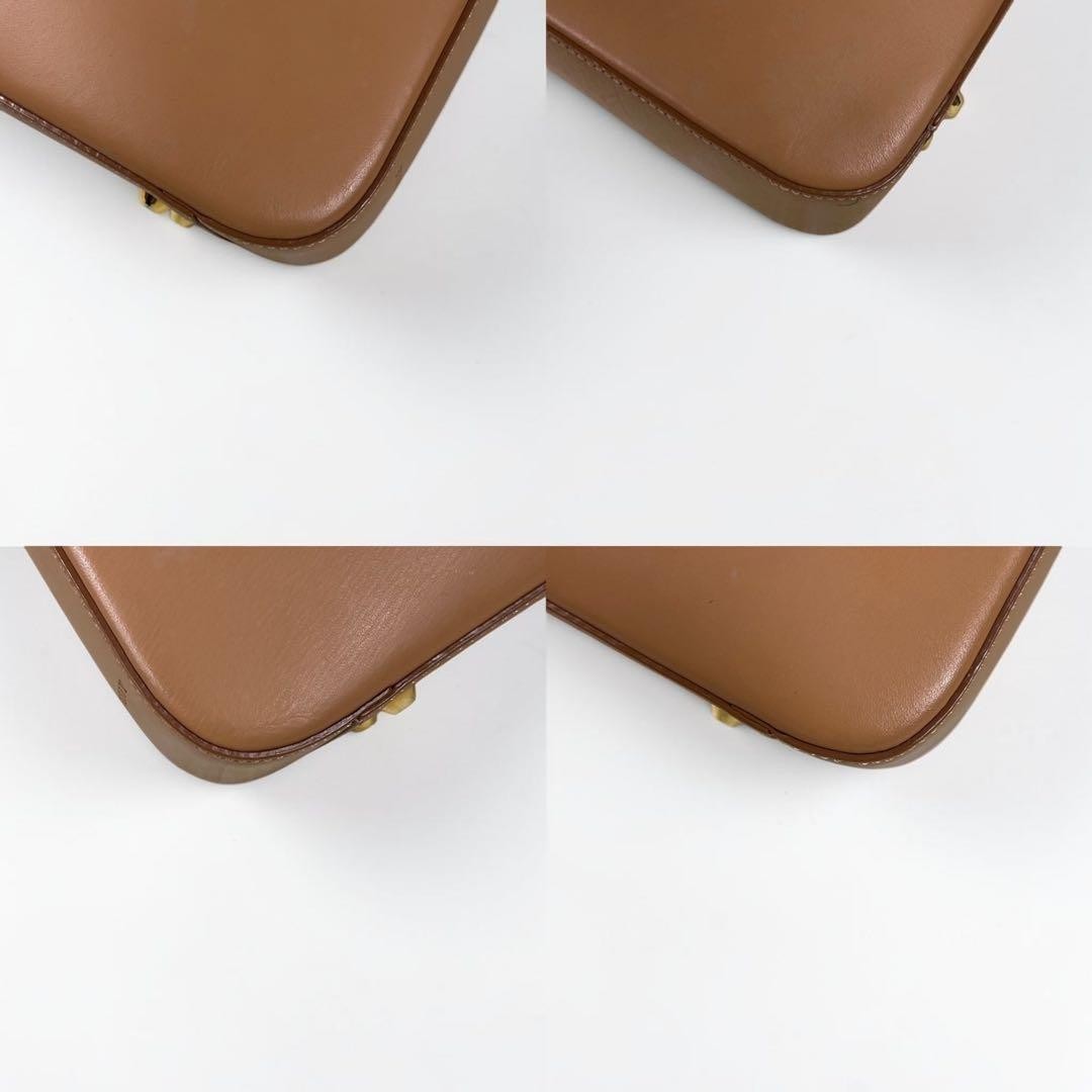 BURBERRY Leather Shoulder Bag Nova Check Lining Brown Women Used