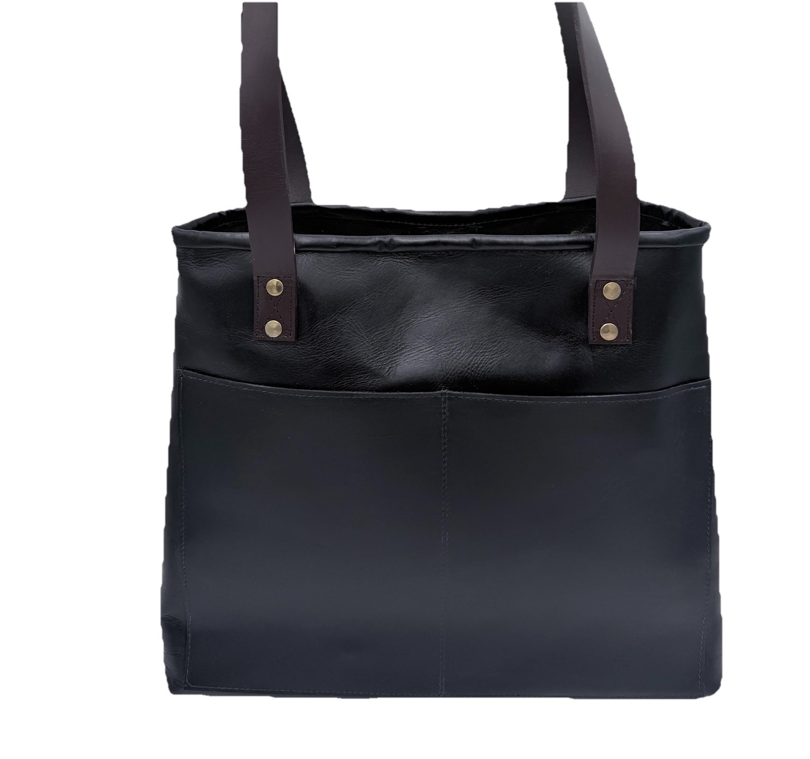 Handcrafted Full Grain Leather Shoulder Bag Black Artisan Tote L Women’s Handbag
