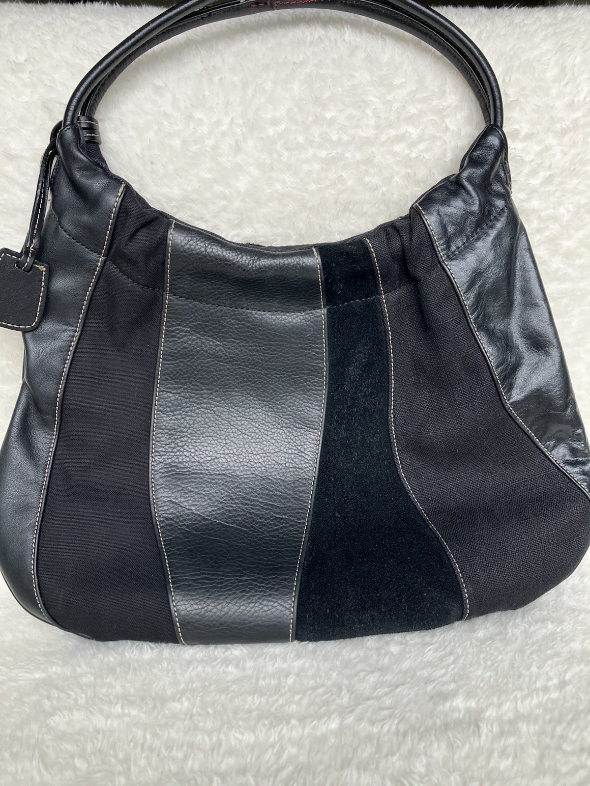 Franco Sarto Multi Texture Mixed Media Hobo Shoulder Bag Boho Inspired