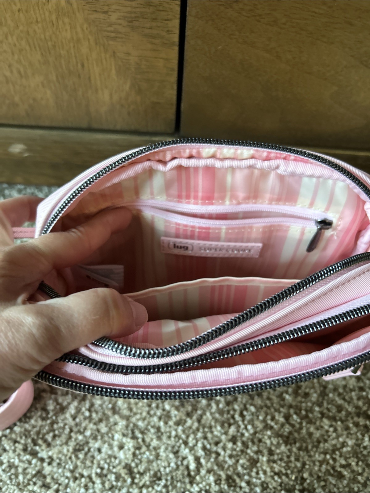 Lug Super Coupe Crossbody Pink Quilted Adjustable Strap Purse Travel Casual Bag