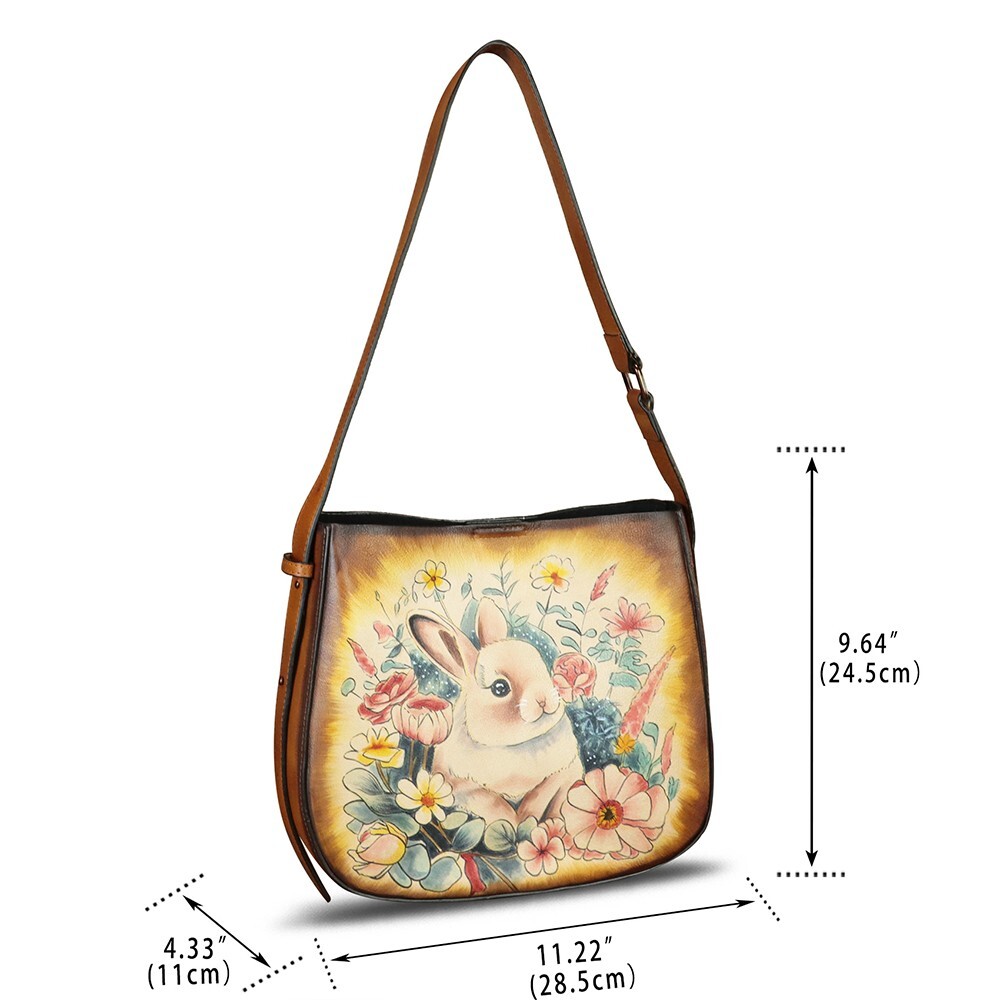 Genuine Leather Purses Tote Bag for Women Hand Painted Crossbody Shoulder Bag