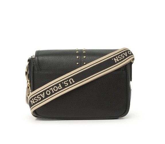 US Polo Assn Black Studded Handbag Crossbody Strap Bag Charm 9 x 6 x 5.5 in NWT