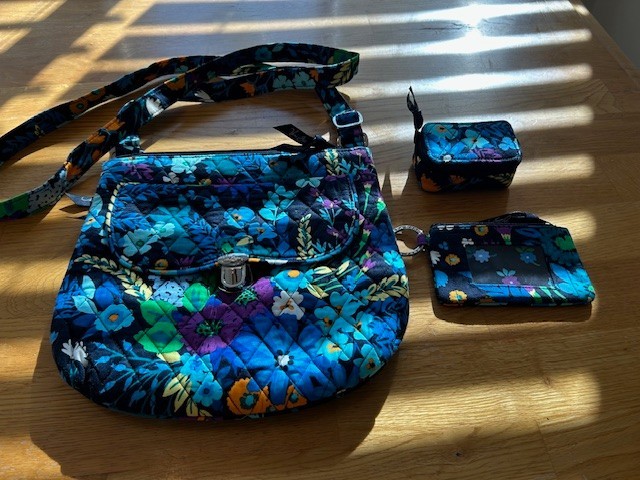 Vera Bradley “Midnight Blues” 3-Piece Travel Bundle: Lizzy Crossbody, Pill Organ