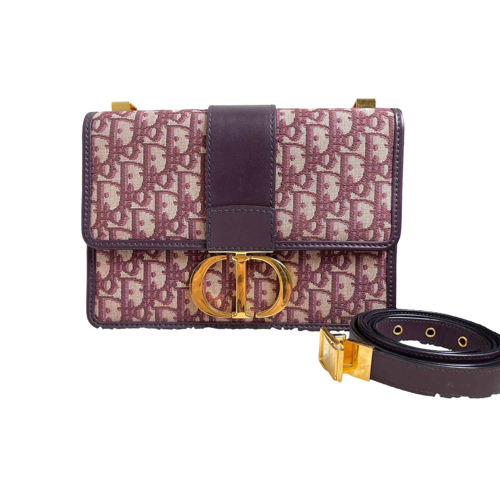 Dior 30 Montaigne Embroidered Canvas Burgundy Medium Shoulder Bag