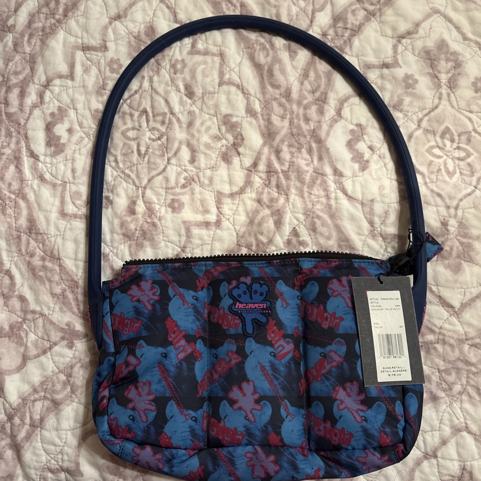 NWT HEAVEN BY MARC JACOBS Nylon Shoulder Bag / Blue/black/pink Print