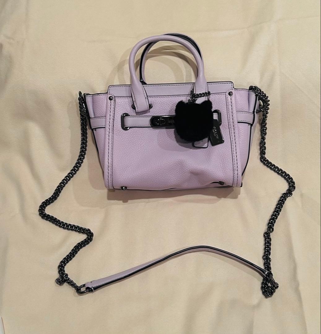 Coach × Ariana Grande Lilac Purple Swagger Handbag Shoulder Bag 2WAY Used