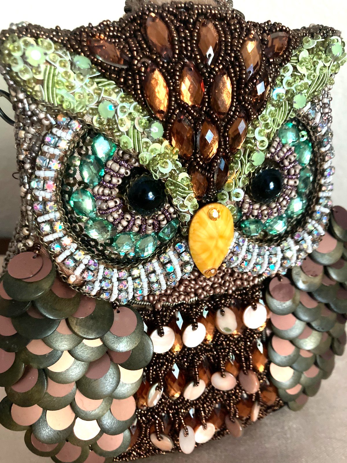 Mary Frances Owl Handbag Beaded Jewels Crossbody Retired Bag Purse
