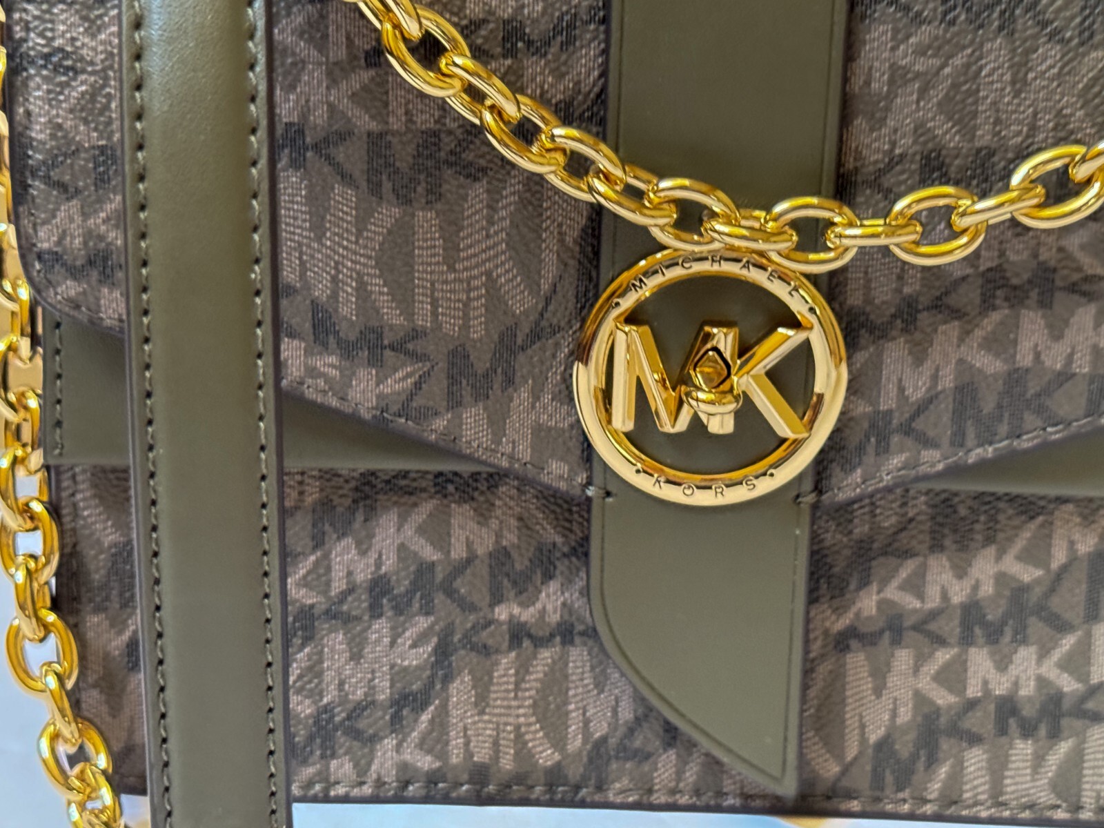 MICHAEL KORS GREENWICH SMALL SHOULDER FLAP CROSSBODY BAG MK OLIVE MULTI