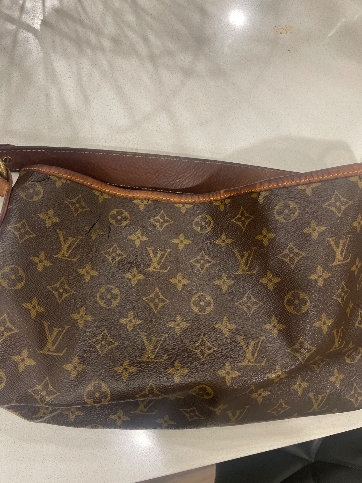 Louis Vuitton Delightful White Interior Shoulder Bag MM Brown Canvas