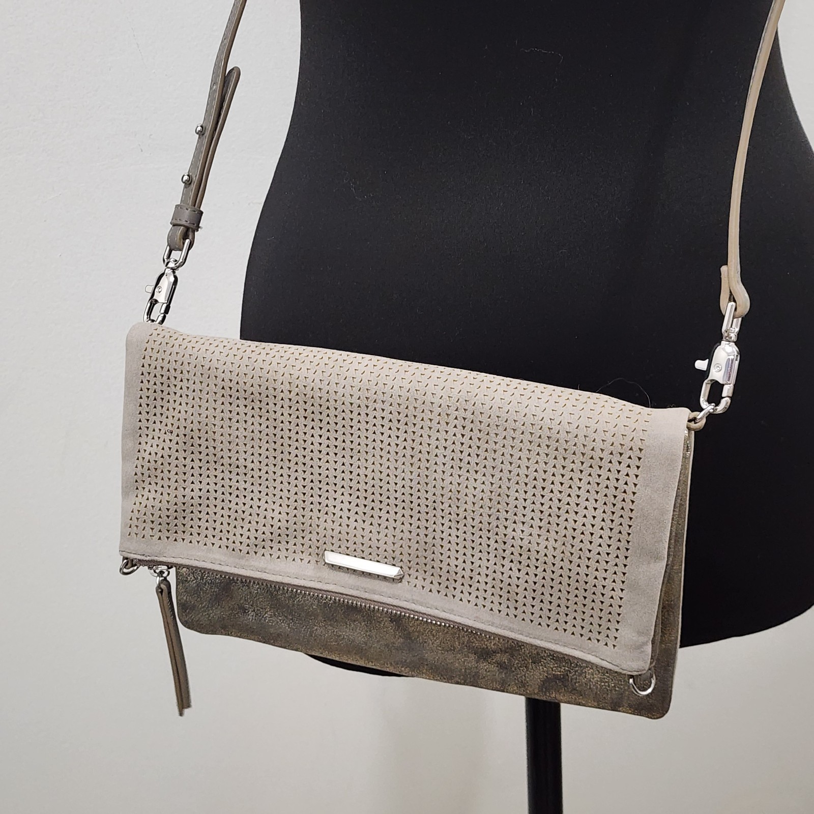 Stella & Dot Waverly 3-way Petite Crossbody Clutch in Slate Gray Vegan Leather