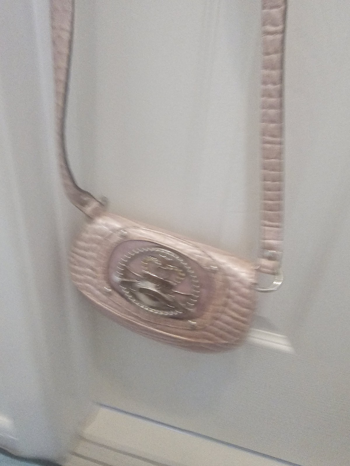 Women’s Pink Croc Pattern Small Crossbody Bag, Magnetic, Charm, Silver