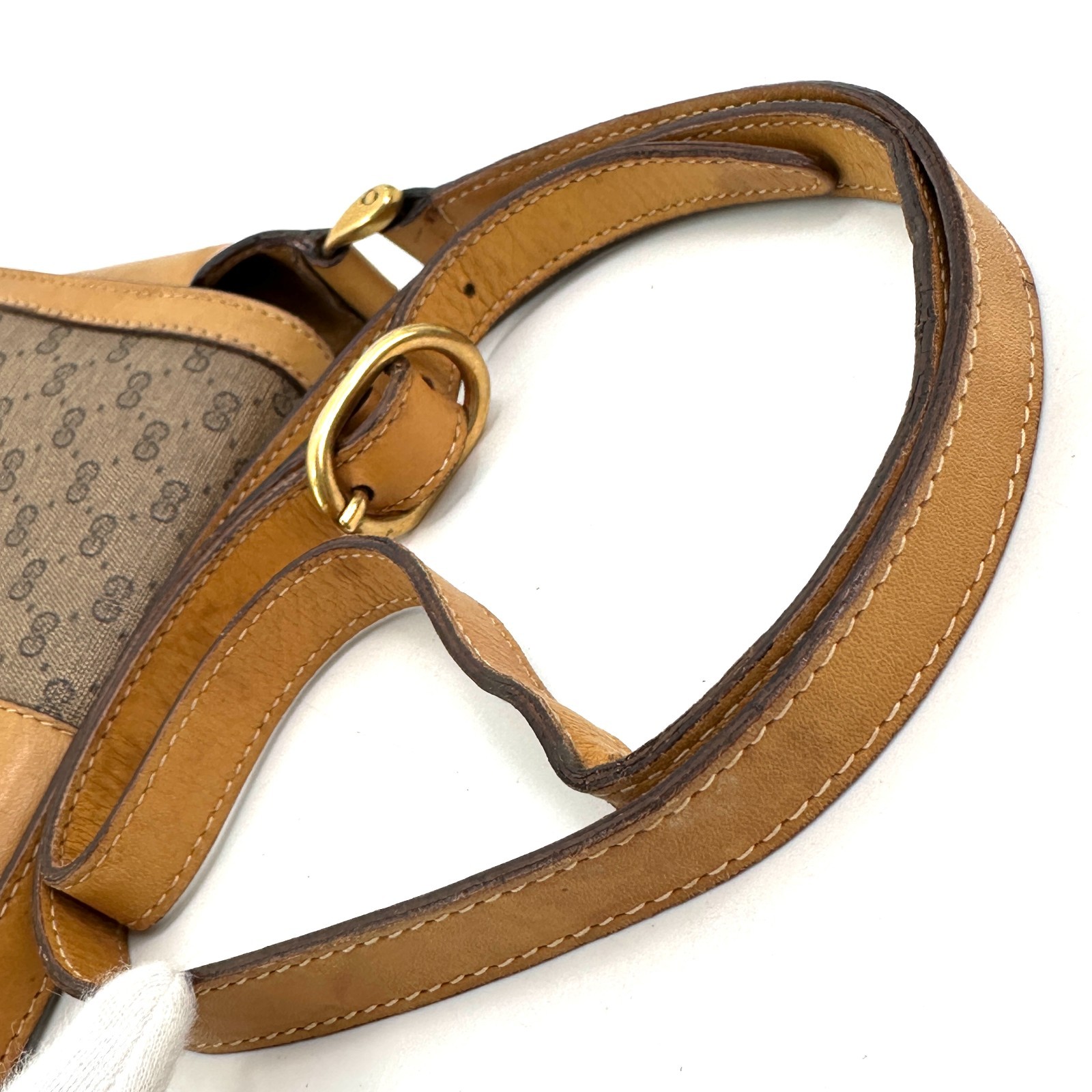 Vintage Gucci Micro GG PVC Leather Crossbody Shoulder Bag Beige Purse Authentic
