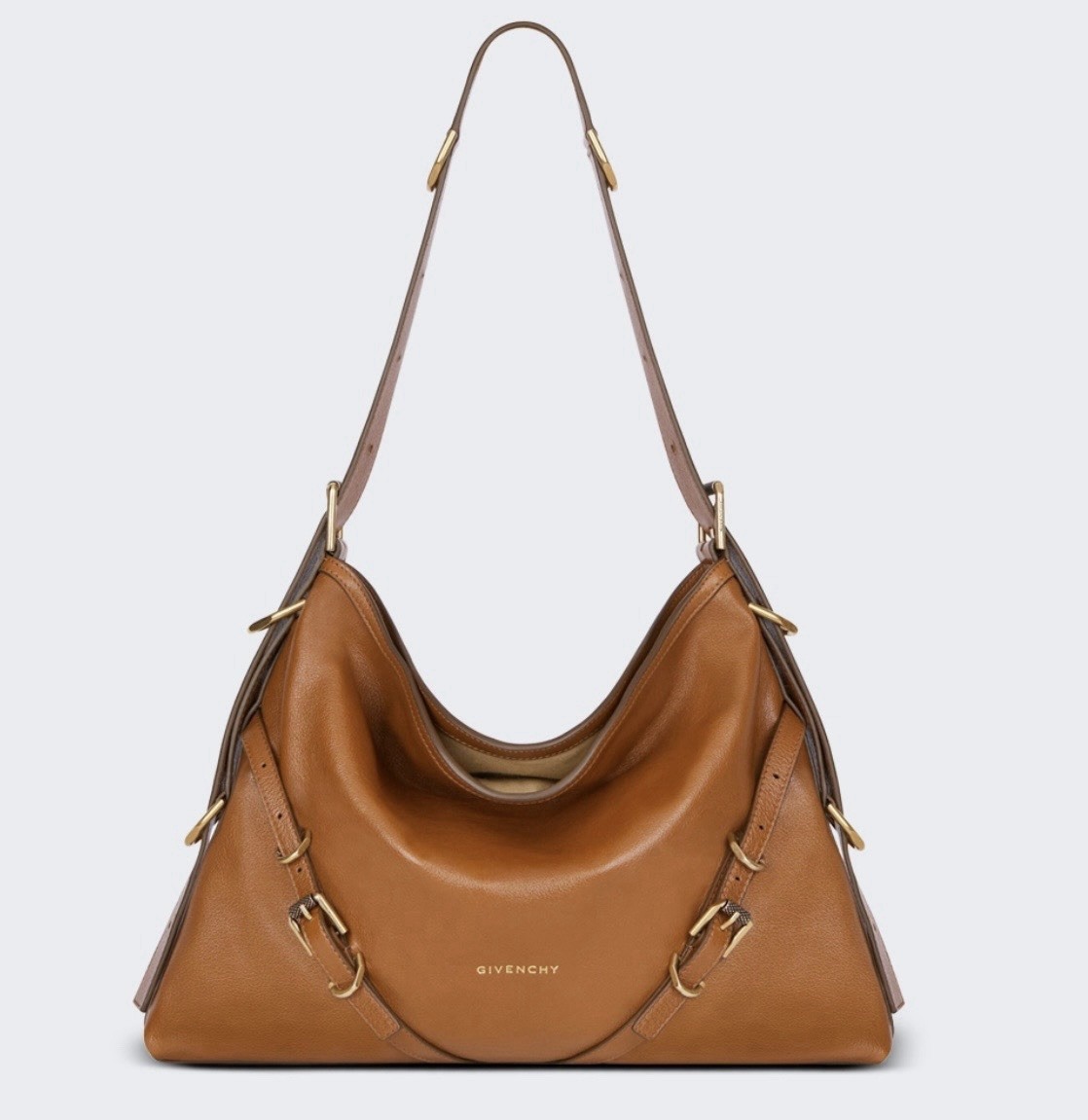 GIVENCHY MEDIUM VOYOU BAG IN GRAINED SOFT TAN LEATHER W/GOLD HARDWARE NEW *$2450