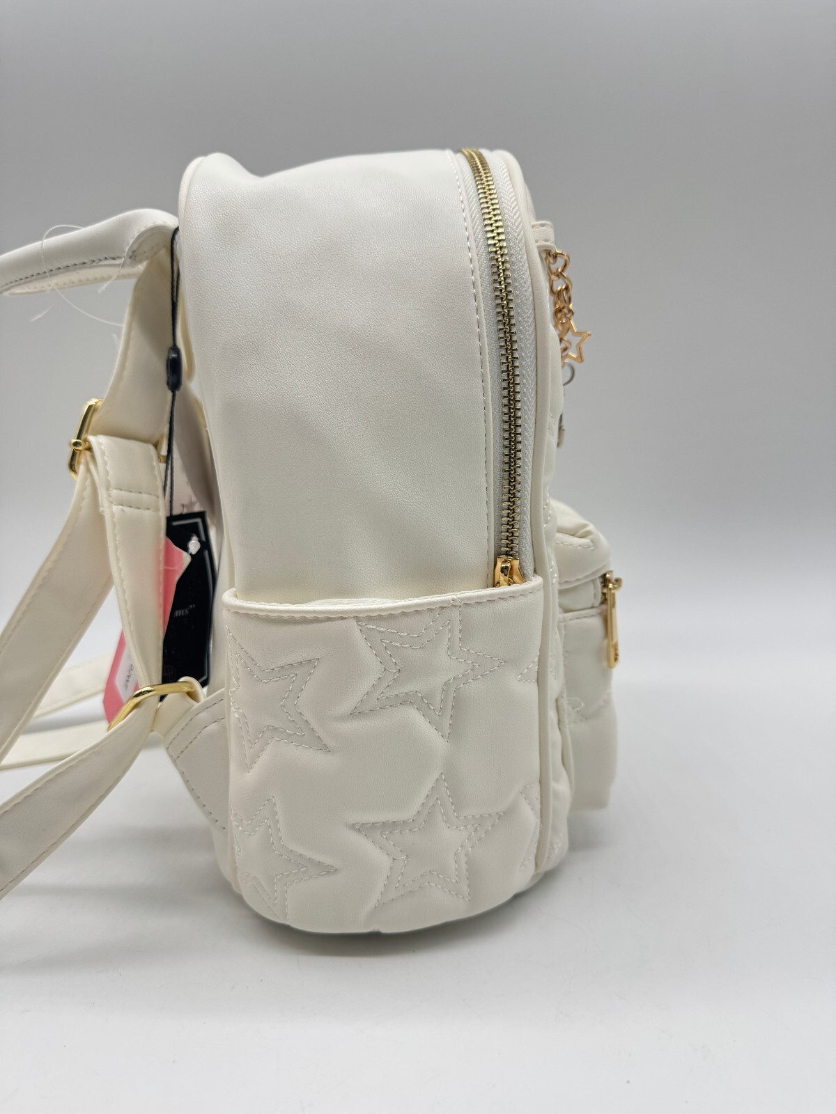 LIKE DREAMS/GROSSI quilted stars and moon small backpack + pom pom -WHITE~