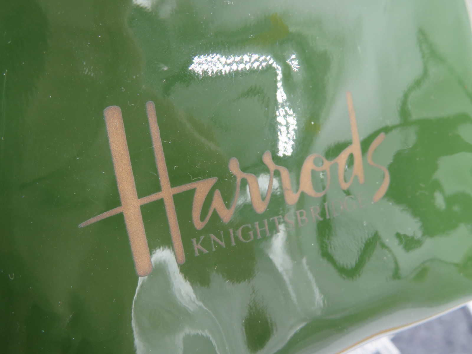 Harrods Tote Bag with coin purses Green plastic Gray embroidered White Westie