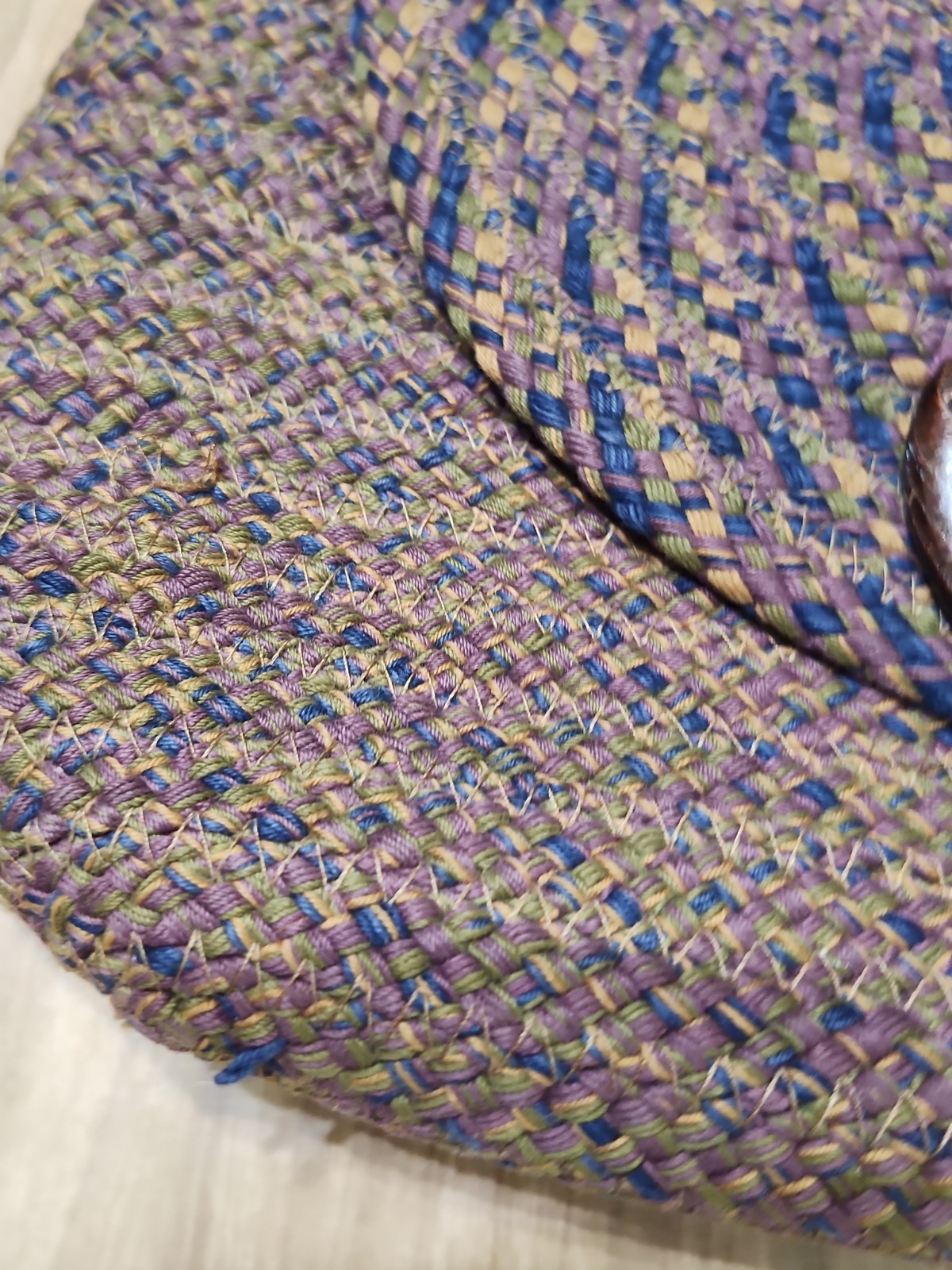 Vintage Sloan Stuart Hand Woven Shoulder Bag Large 15×12 Purple Blue And Brown