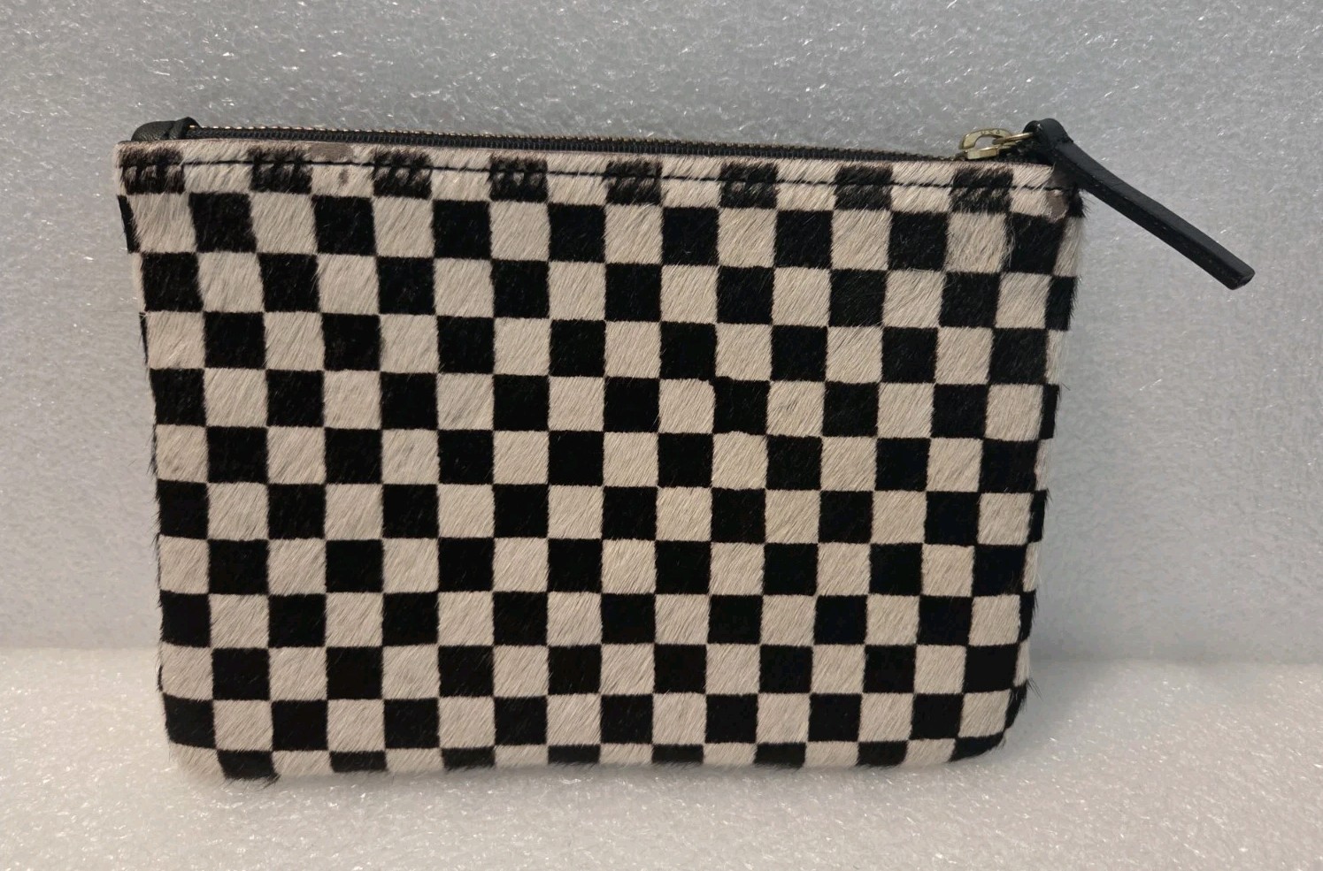 Primecut Women’s Cowhide Pouch Bag Black White Checked 6″ x 8″ Oregon USA