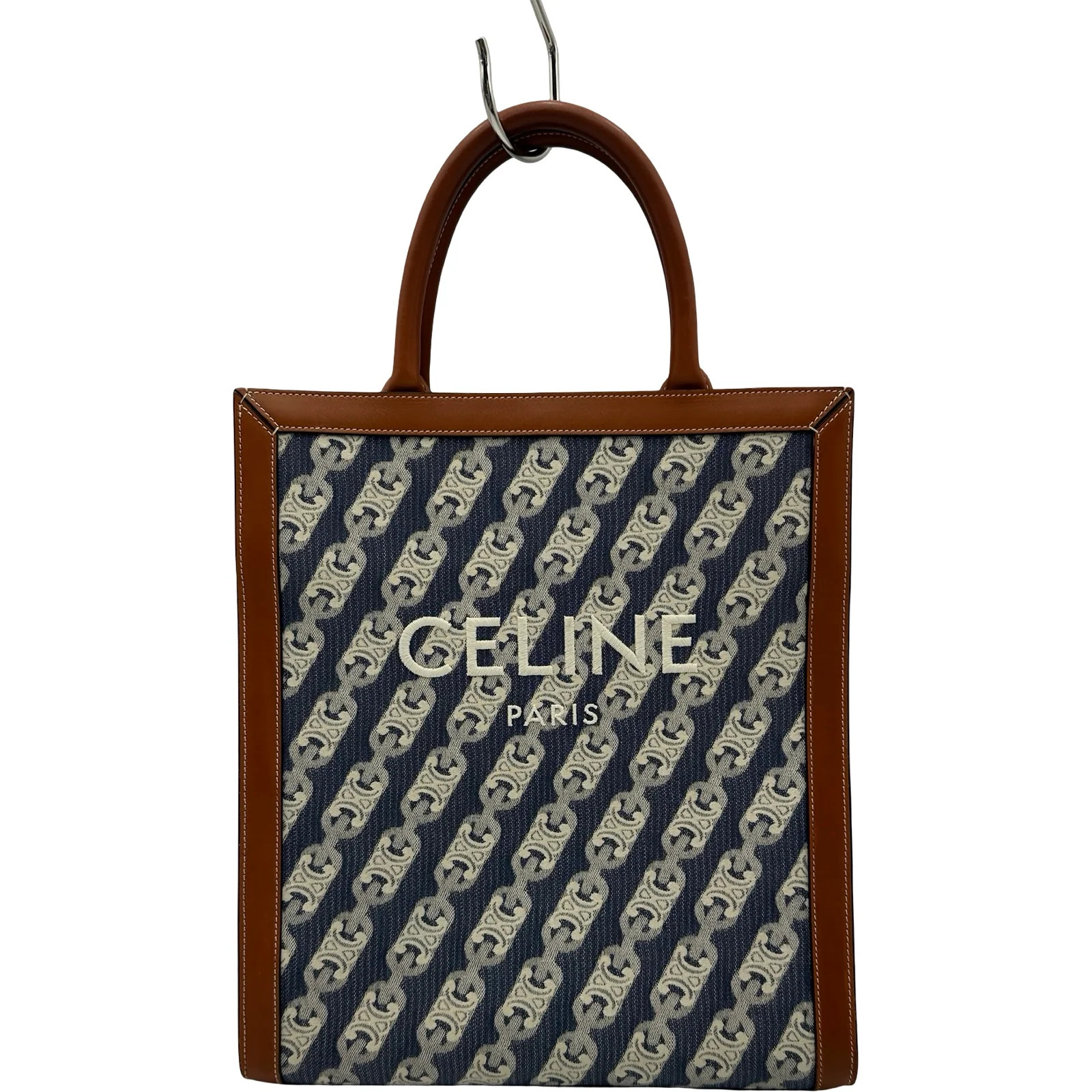 CELINE Vertical Cabas Small Navy Canvas Shoulder Bag #OKB3672