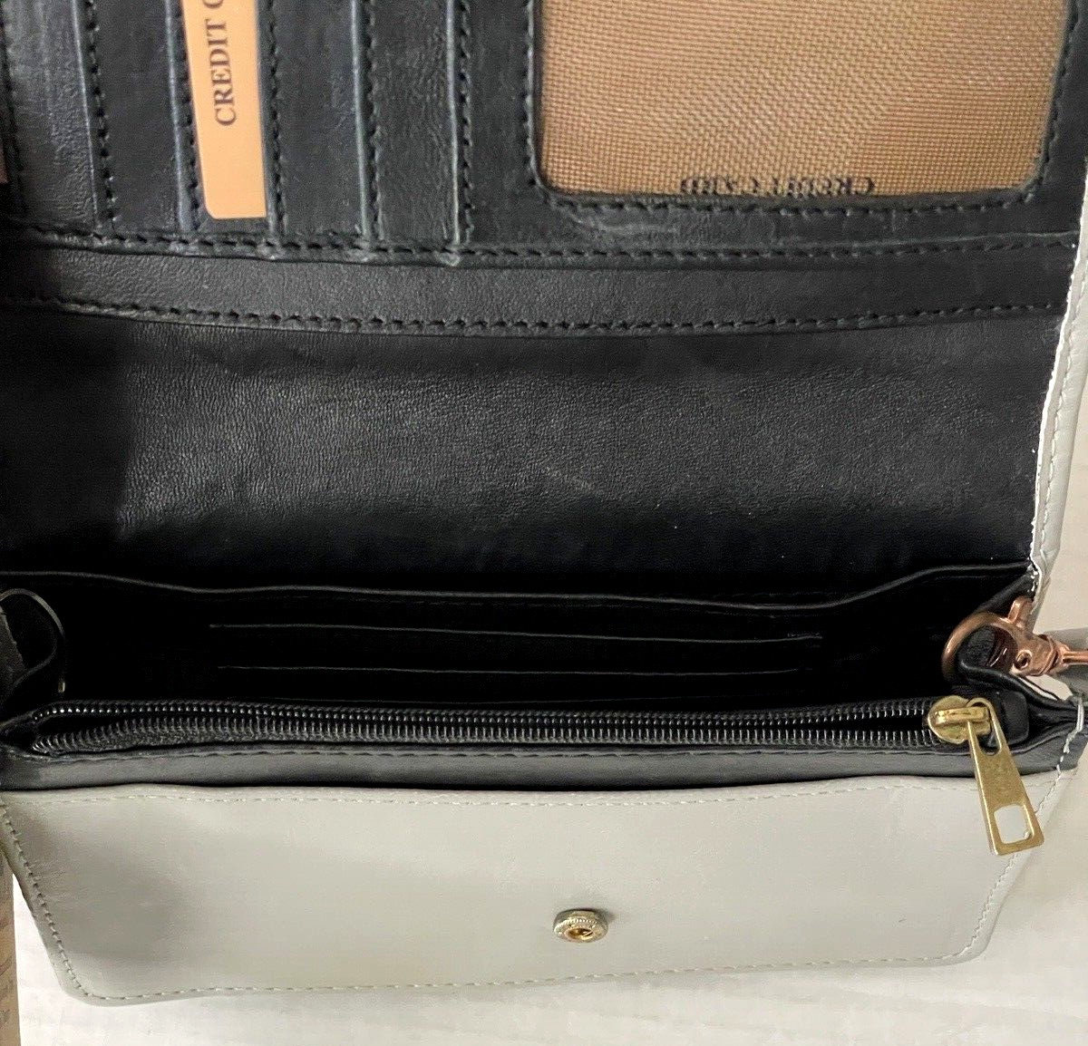 Carnation Crown Gray Leather Crossbody Wallet RFID Wristlet Cellphone Purse NWT