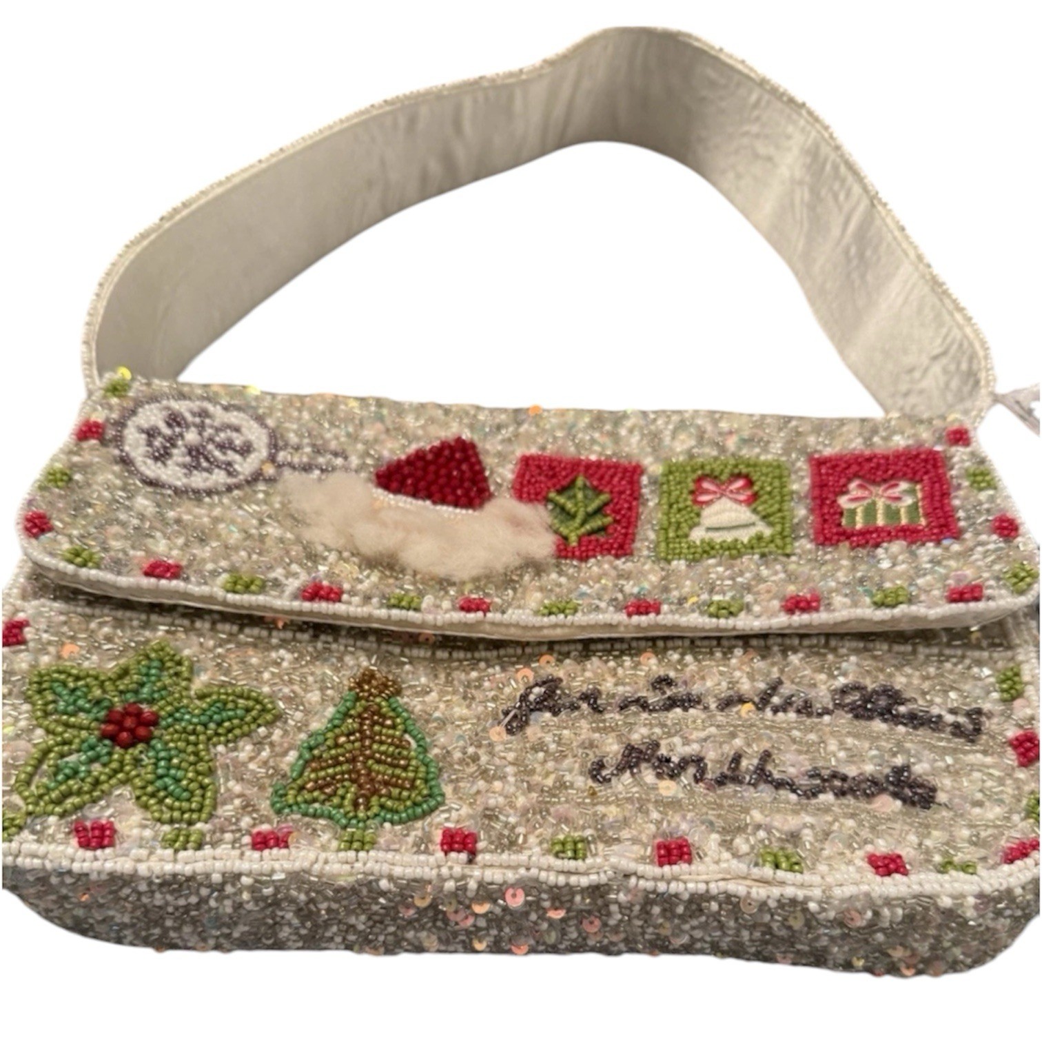 Handcrafted In India Viral TikTok Christmas Santa Beaded Bag Holiday RARE NWT