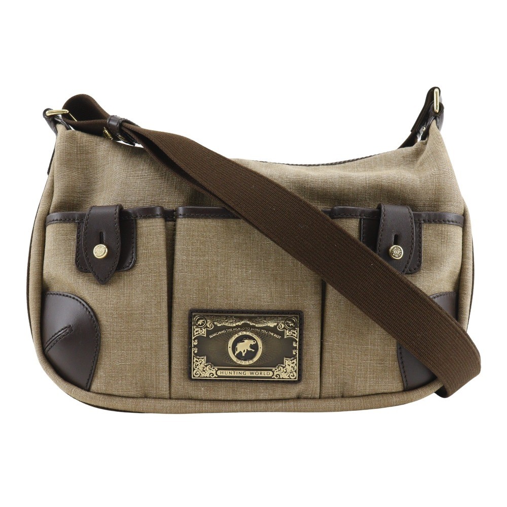 HUNTING WORLD Shoulder Bag Hobo bag beige canvas Women