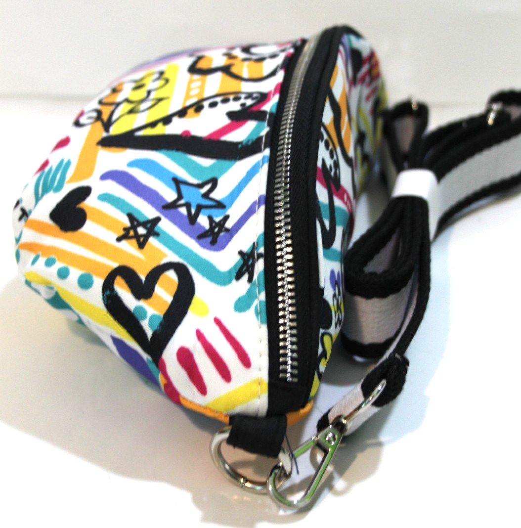 Brighton Love Graffiti Crossbody Belt Bag Fanny Pack Zip Closure Art Print Strap