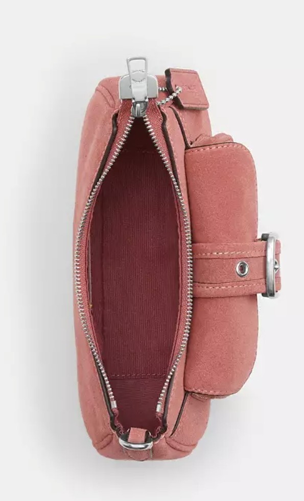Coach Pink/Salmon Ashton Mini Suede Shoulder/ Crossbody, Silver 2025 CDB12, NWOT