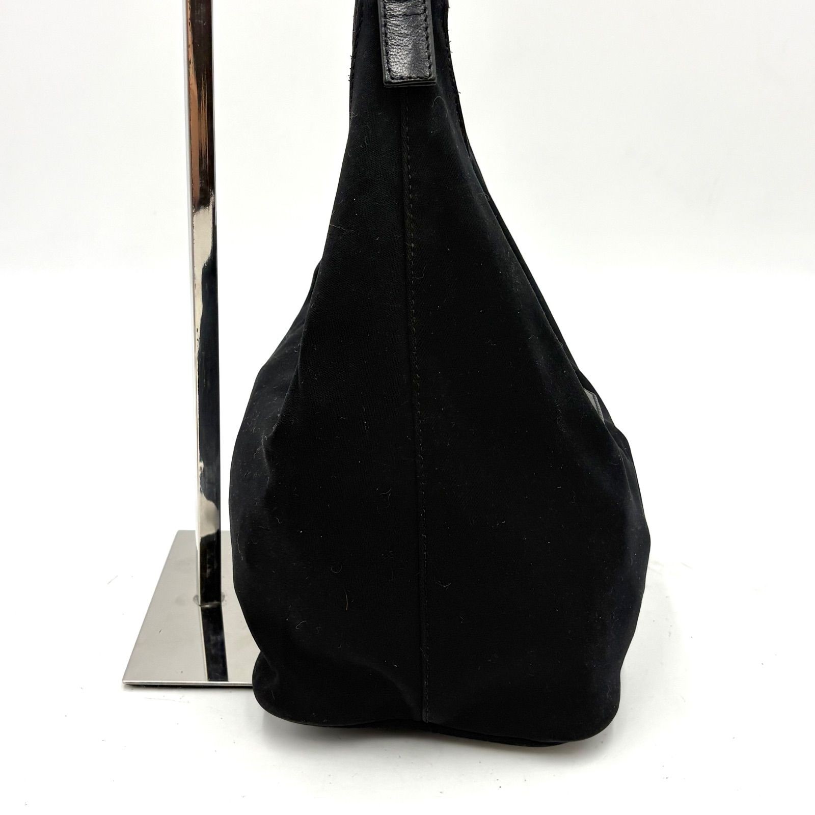 Auth FENDI Mamma Bucket Cotton Jersey Shoulder Bag, Black, 26686 2Y9857