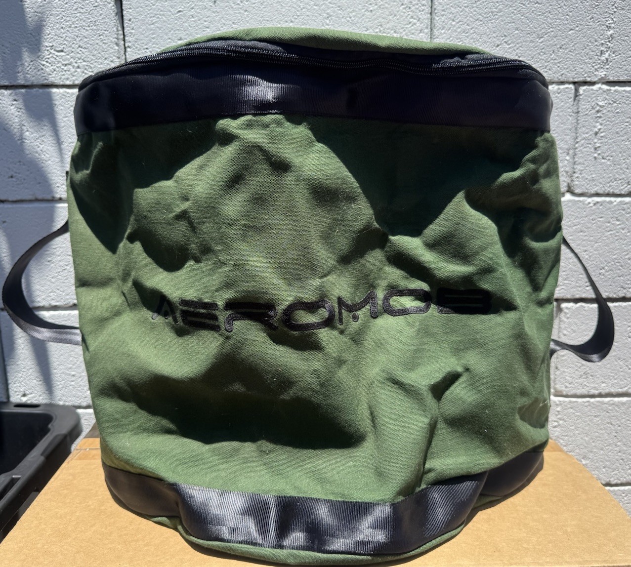 Aeromob Green Canvas Bag Round Top Zipper 16”x16”x16”