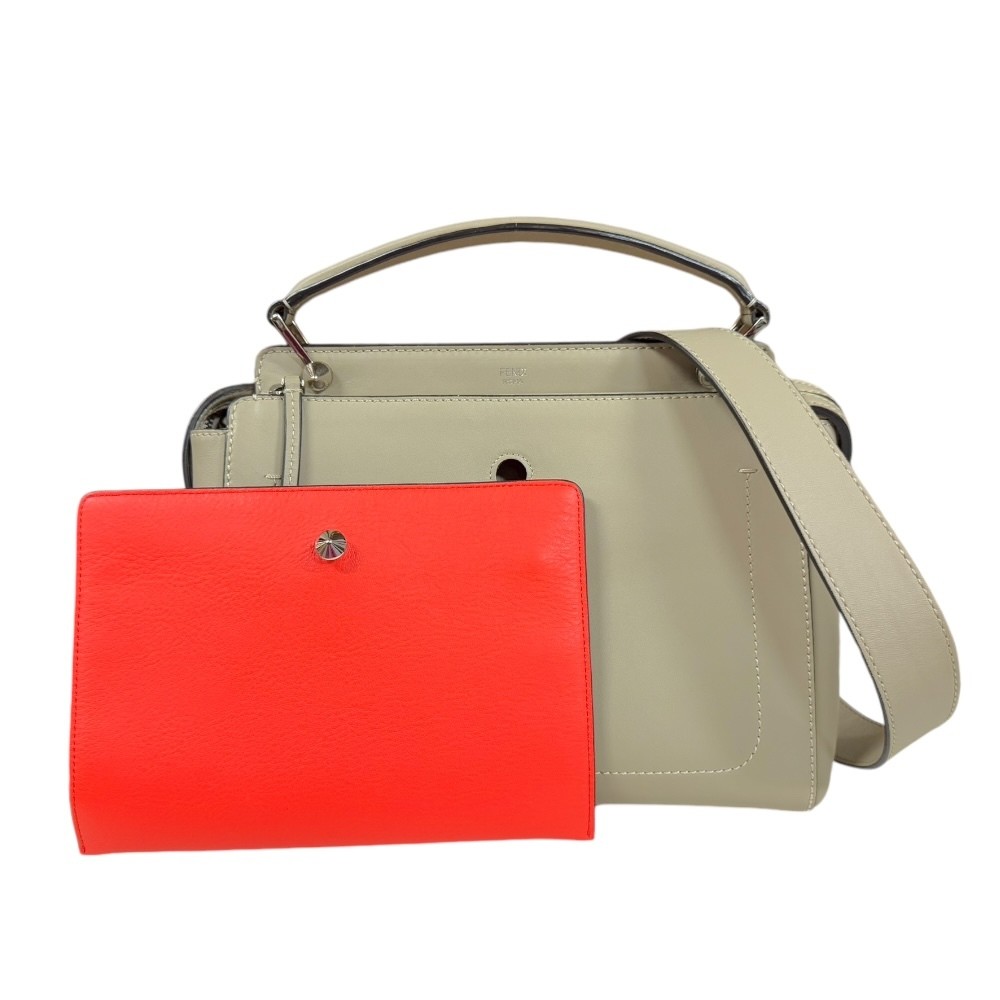 Fendi Dotcom Shoulder Bag Leather 8BN293 Beige Ladies FENDI Used