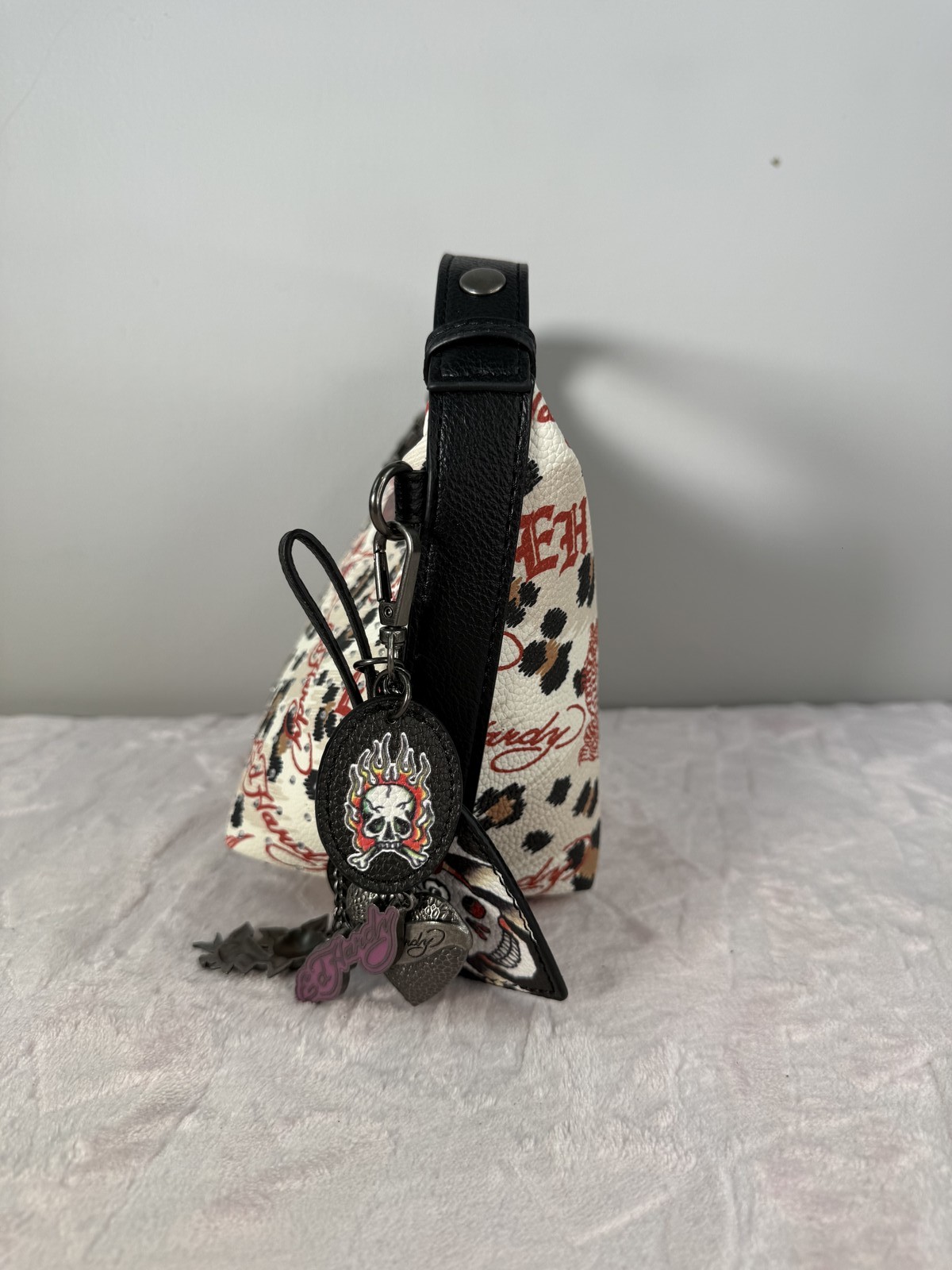 Ed Hardy Leopard Print Shoulder Bag with Charm