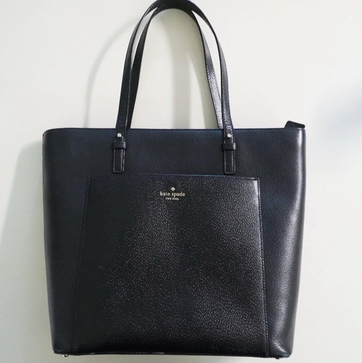 Kate Spade Sadie Grand Street Large Black Tote, Zipper, Front Pocket, 2 Straps