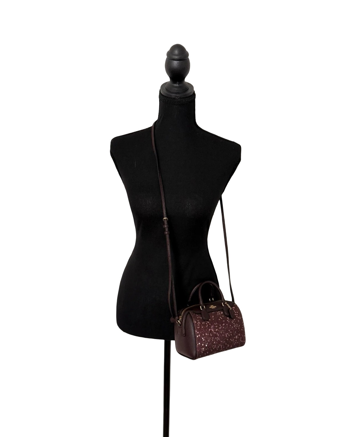 COACH MICRO BENNETT SATCHEL CROSSBODY WITH HEART GLITTER | RASPBERRY | F38063