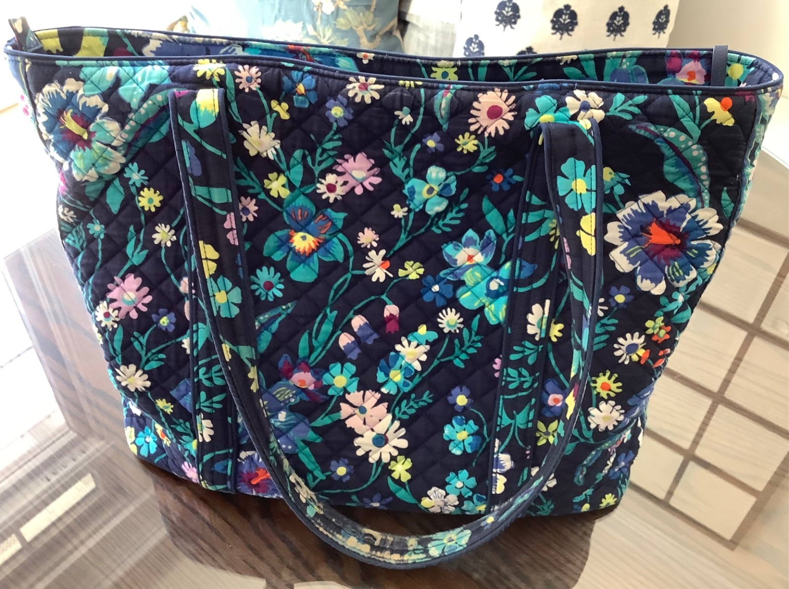 Vera Bradley Moonlight Garden Miller Travel Bag 14x18x8 Navy