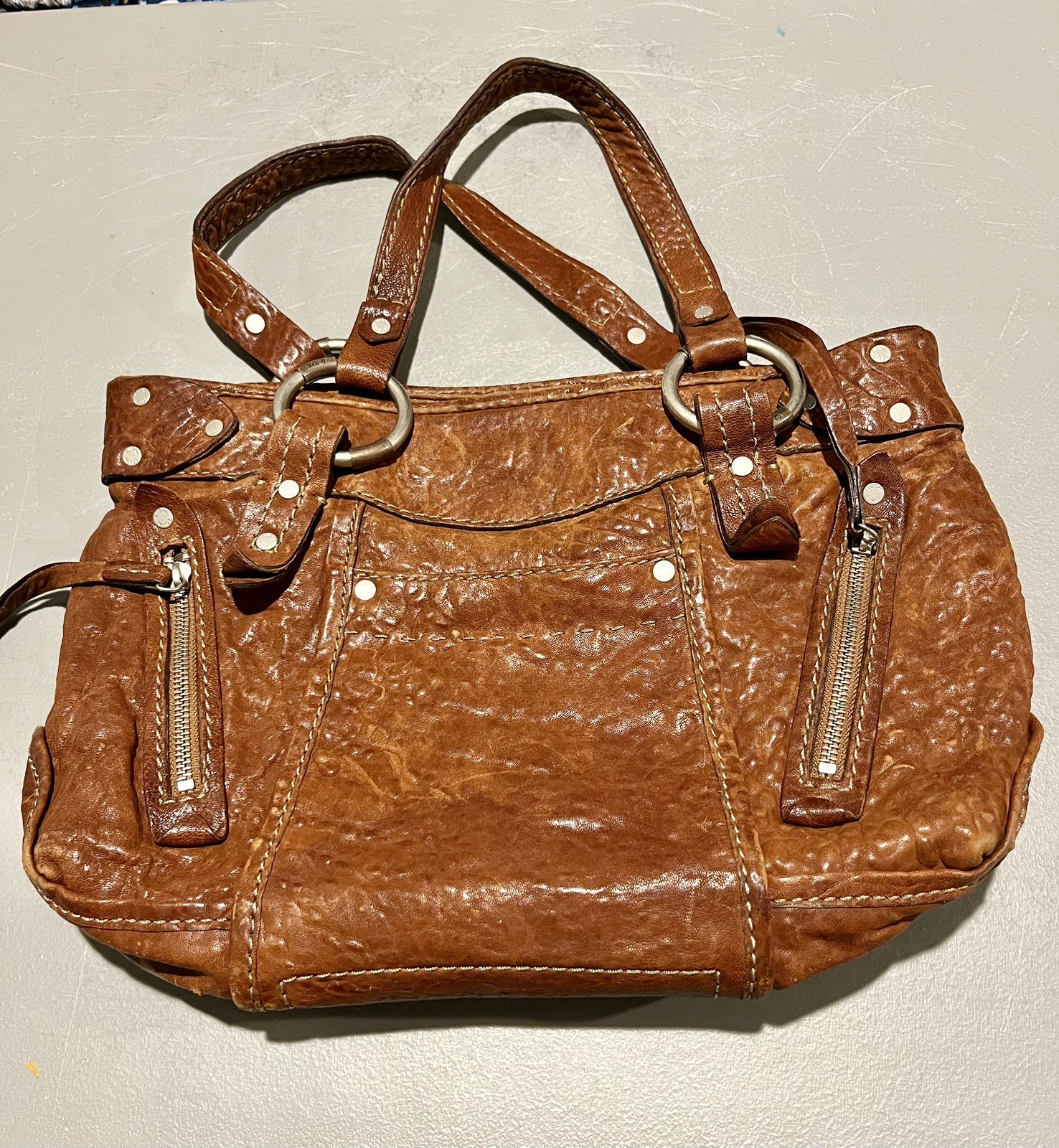 Ruehl No. 925 Distressed Brown Leather Shoulder Purse Gorgeous!!