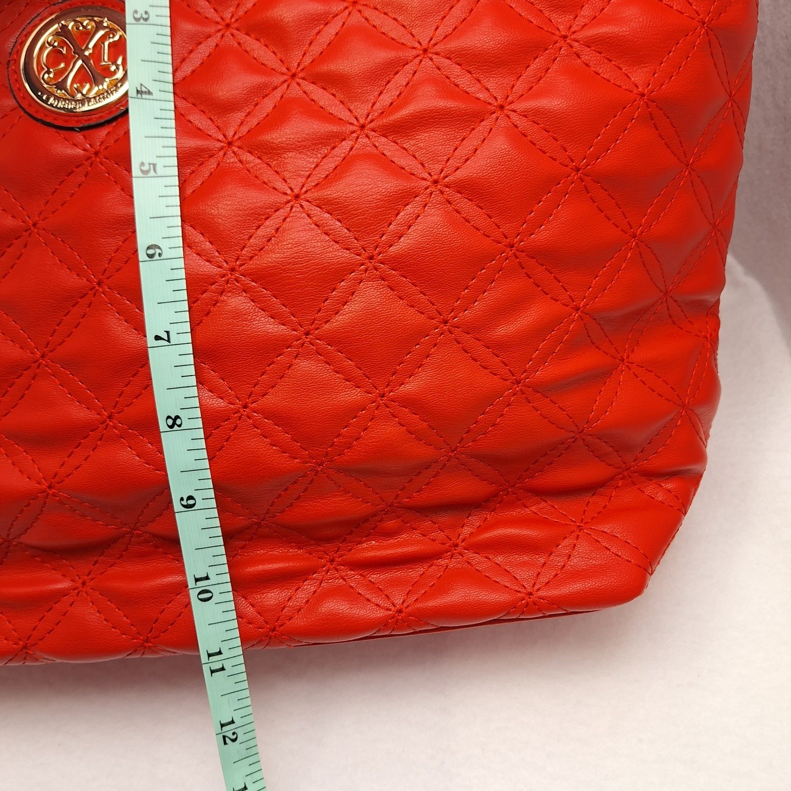 Christian Lacroix Vogue Quilted Tote Womens Large Red Gold Hardware Glam