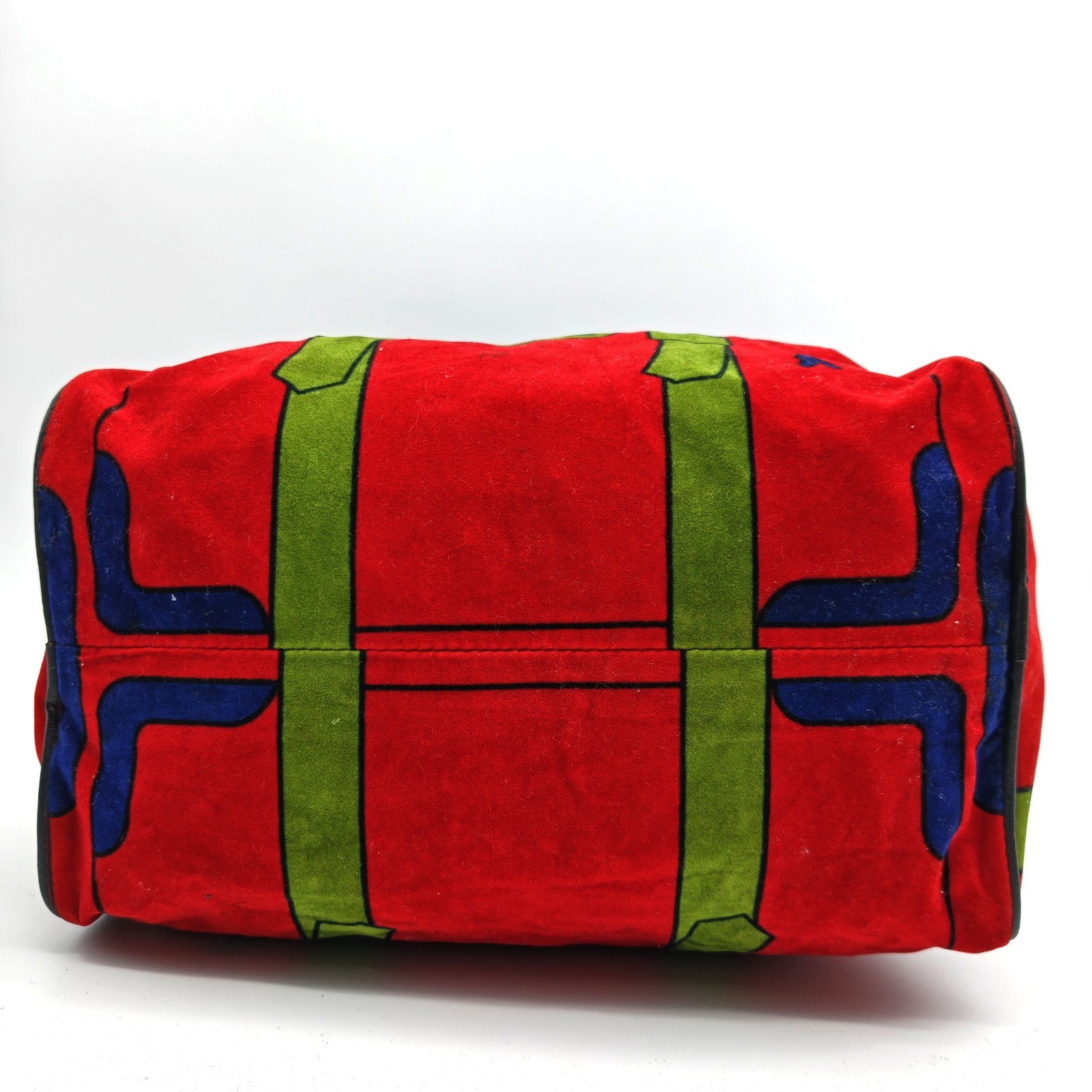 Roberta di Camerino Velour Handbag Red Mini Boston bag all-over print Leather
