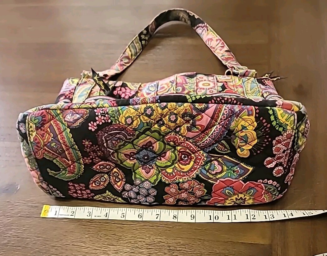 Vera Bradley Symphony in Hue Stephanie Tote Purse Bag Front Side Pockets Zipper