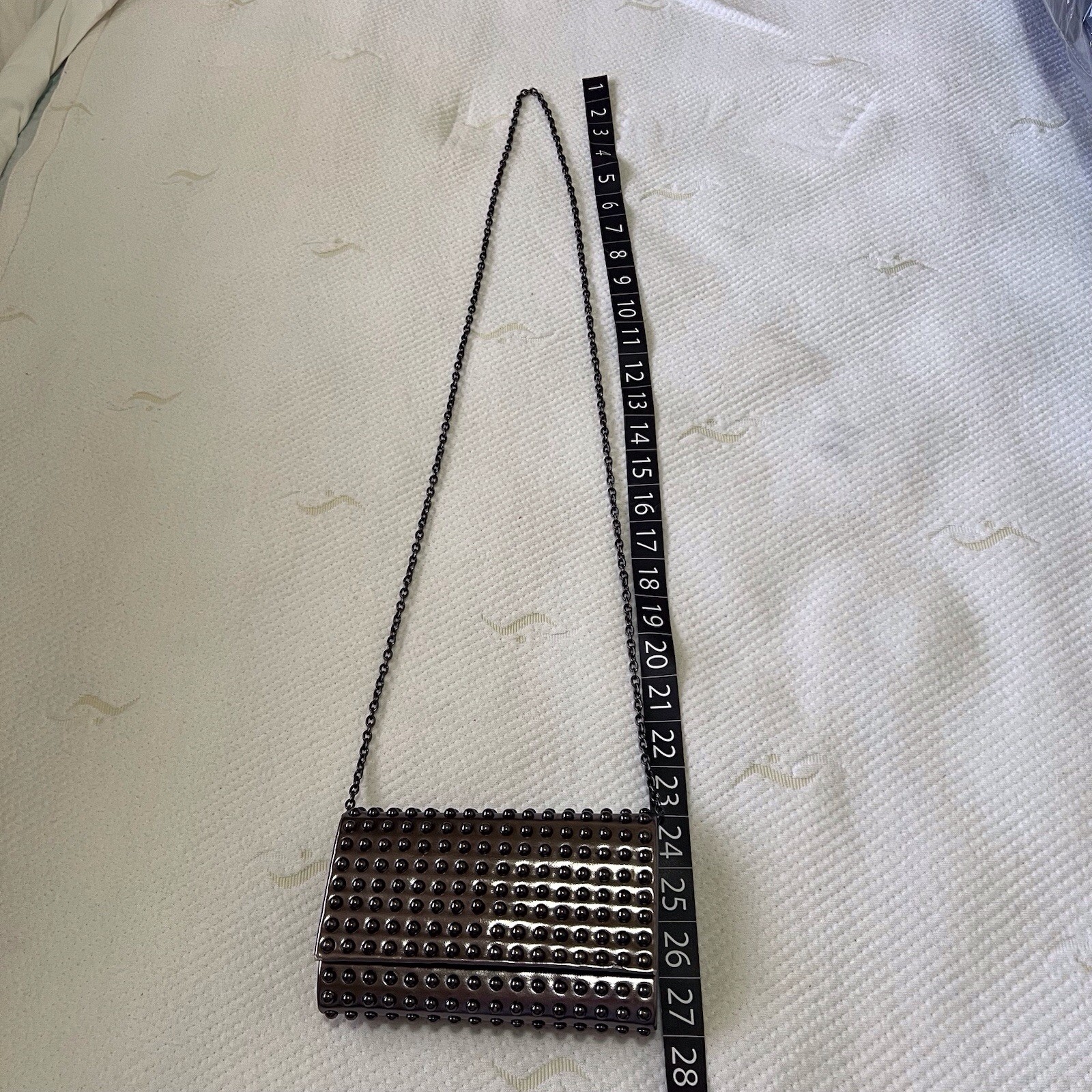 RSVP Paris Studded Chain Clutch Crossbody Bag Gunmetal Metallic Pocket Y2K Prom