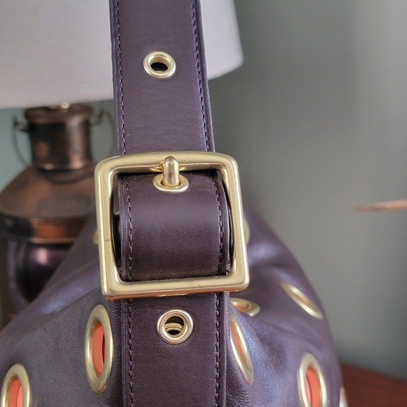 Coach 21181 Legacy Grommet Duffle Brown Orange Leather Bag Y2K