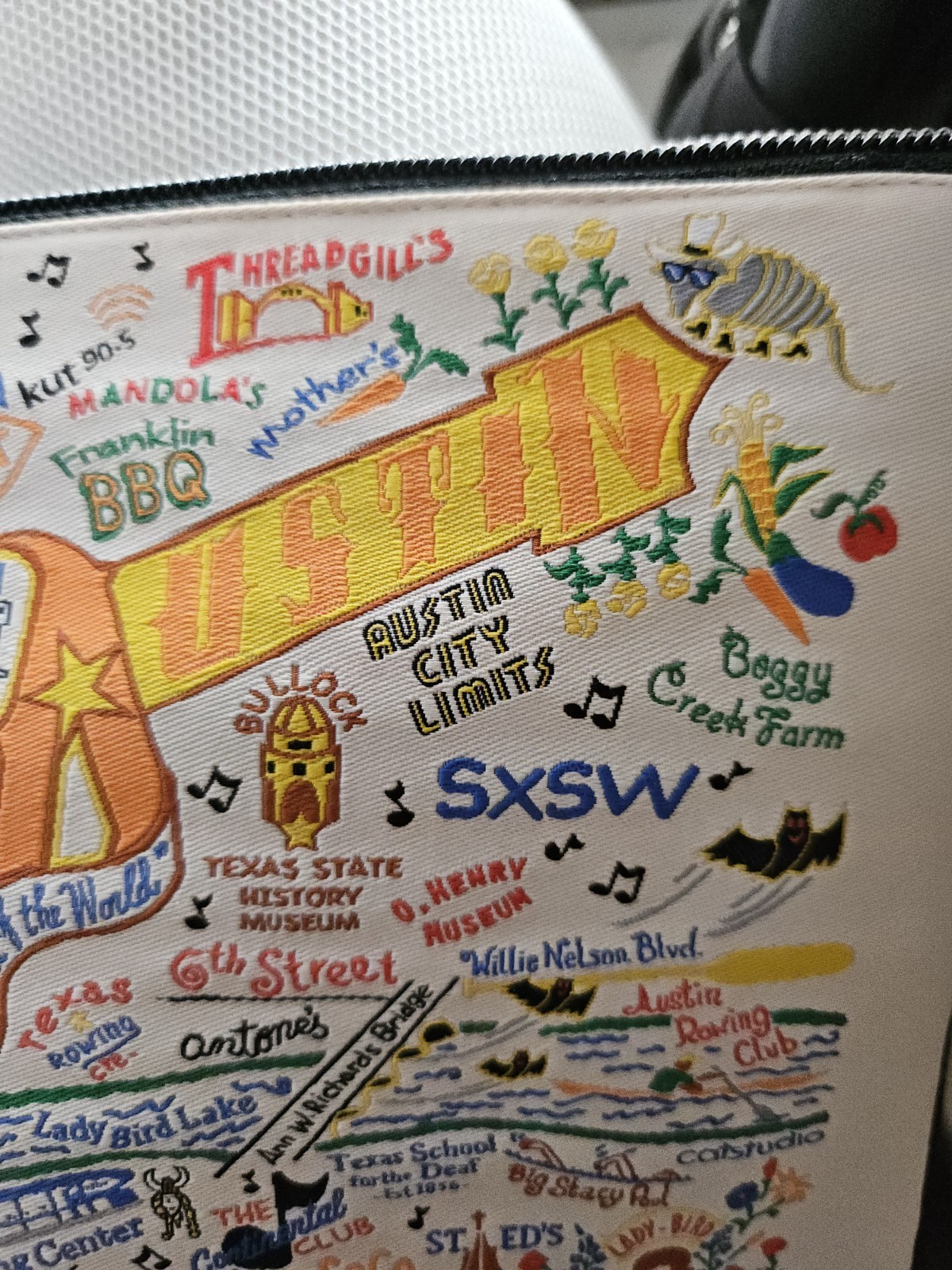 Catstudio Zipper Bag Pouch 5×7 Austin, Texas Lone Star State Woven City Map