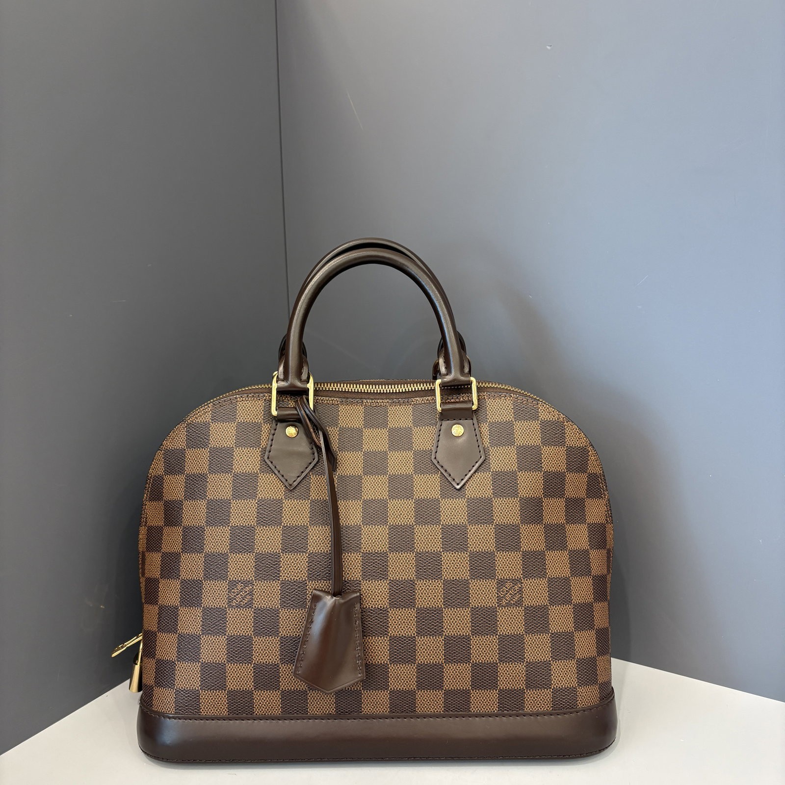 Louis Vuitton Alma Pm Brown Calfskin Damier Ebene (kc042426a2)