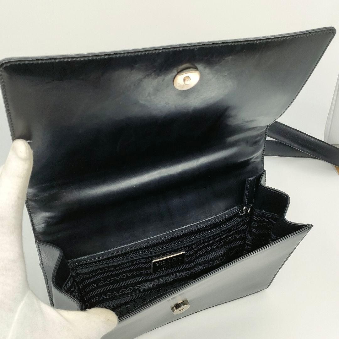 PRADA Vitello Sport Nero Shoulder Bag Black Leather Made in Italy Used