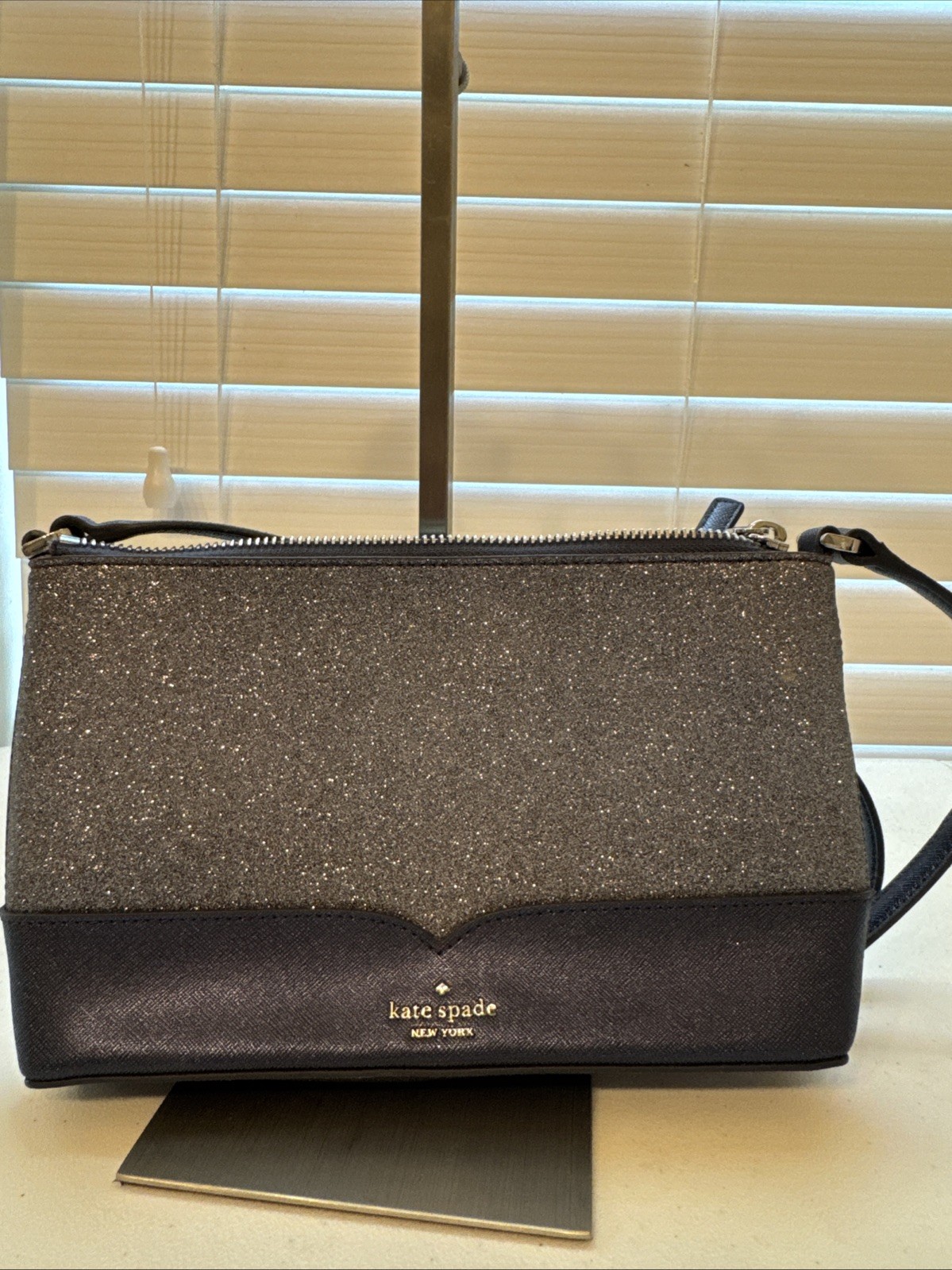 Kate Spade Lola Glitter Crossbody Small Handbag Navy Blue