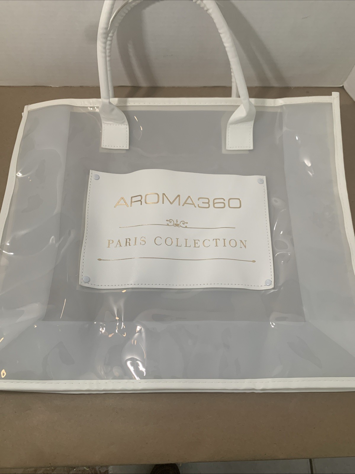 Womens AROMA360 Paris Collection Translucent Tote Bag Vegan Leather Accents