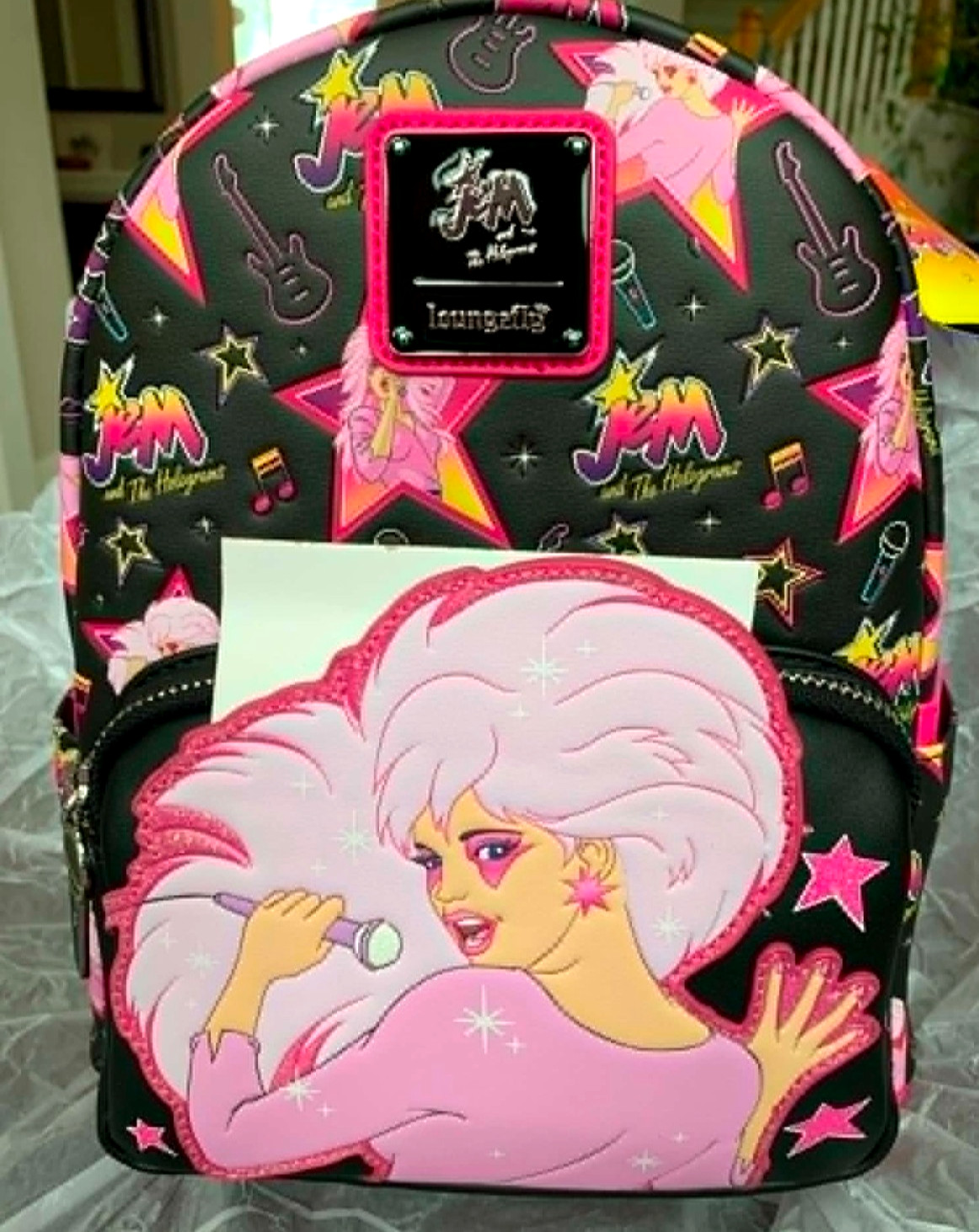 Loungefly Jem and the Holograms Glitter All-Over Print Mini Backpack NEW w Tags